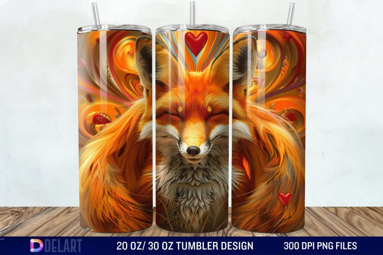 3D Valentine Fox Tumbler Wrap example image 1