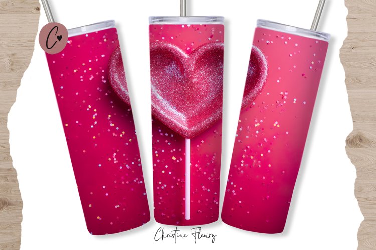 3D Valentine Sucker Tumbler Wrap PNG | Valentine PNG