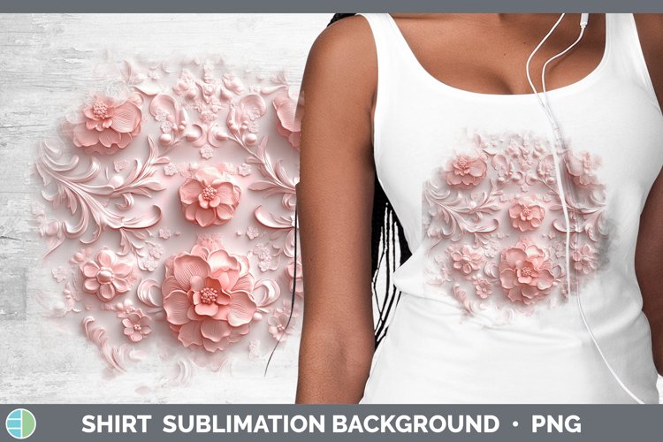 3D Valentine Pink Flowers Shirt Sublimation Sublimation Back