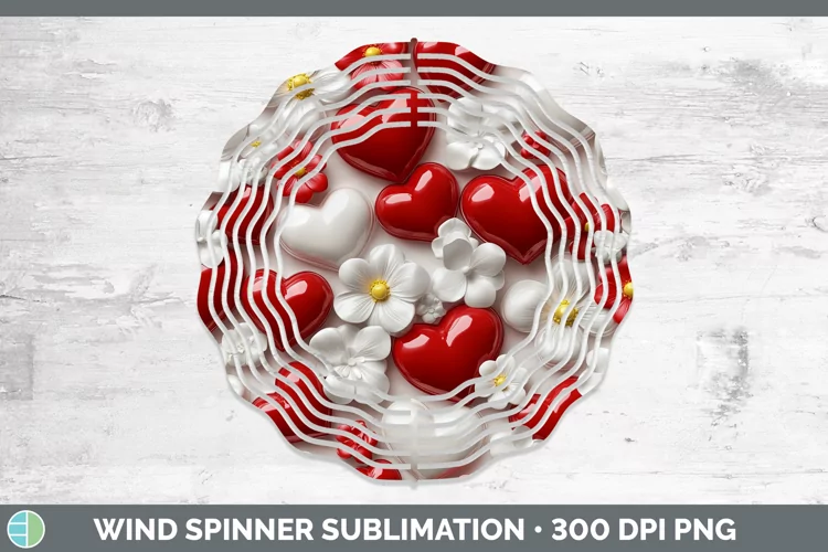 3D Valentine Red Hearts Wind Spinner Sublimation Spinner Des