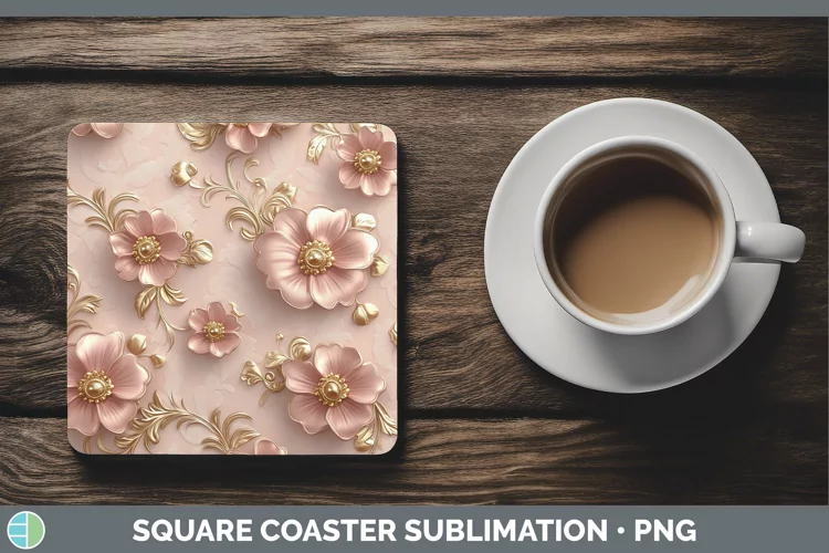 3D Valentine Rose Gold Square Coaster Sublimation Coaster De