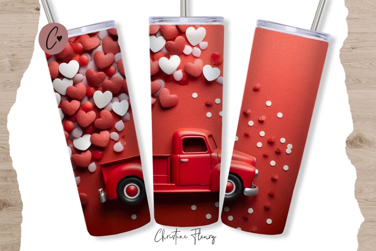 3D Valentine Truck Tumbler Wrap PNG | Valentine PNG