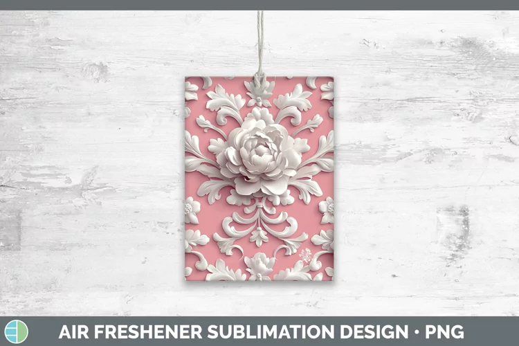 3D Valentine White Damask Air Freshener Sublimation Car Fres