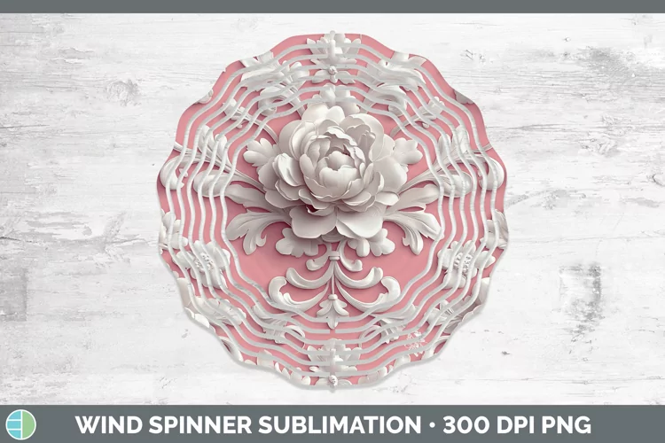 3D Valentine White Damask Wind Spinner Sublimation Spinner D