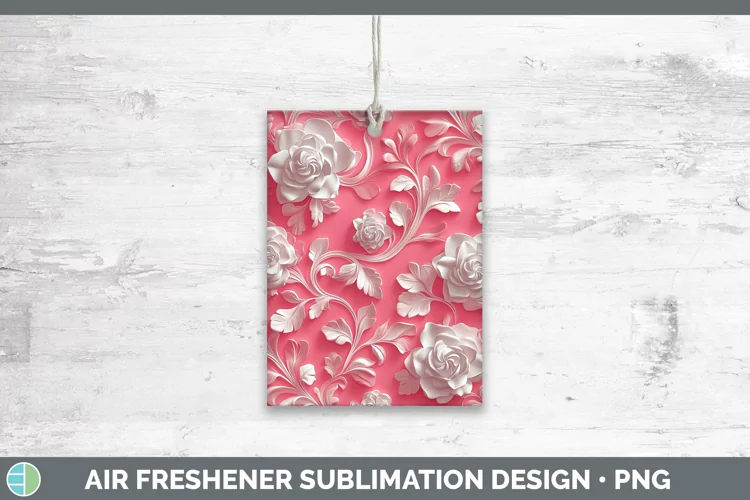 3D Valentine White Flowers Air Freshener Sublimation Car Fre