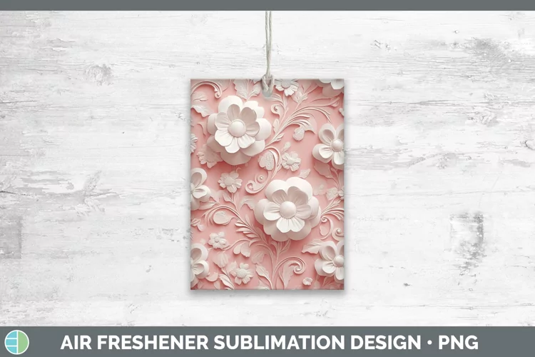 3D Valentine White Flowers Air Freshener Sublimation Car Fre