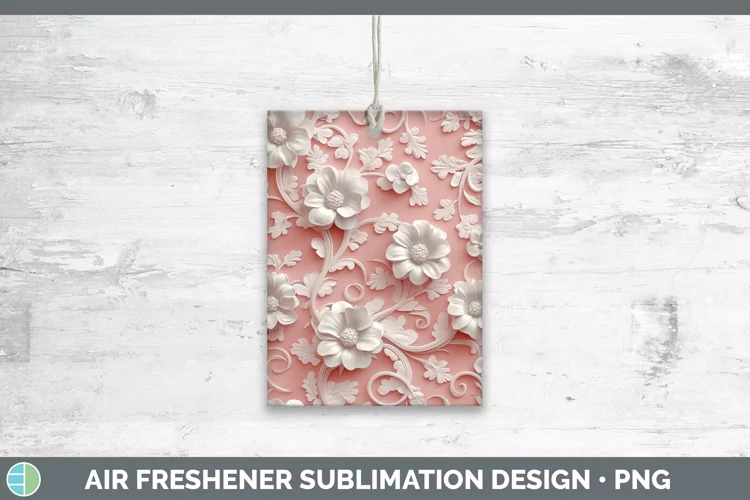 3D Valentine White Flowers Air Freshener Sublimation Car Fre