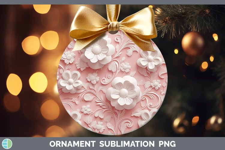 3D Valentine White Flowers Ornament Sublimation Bauble Desig
