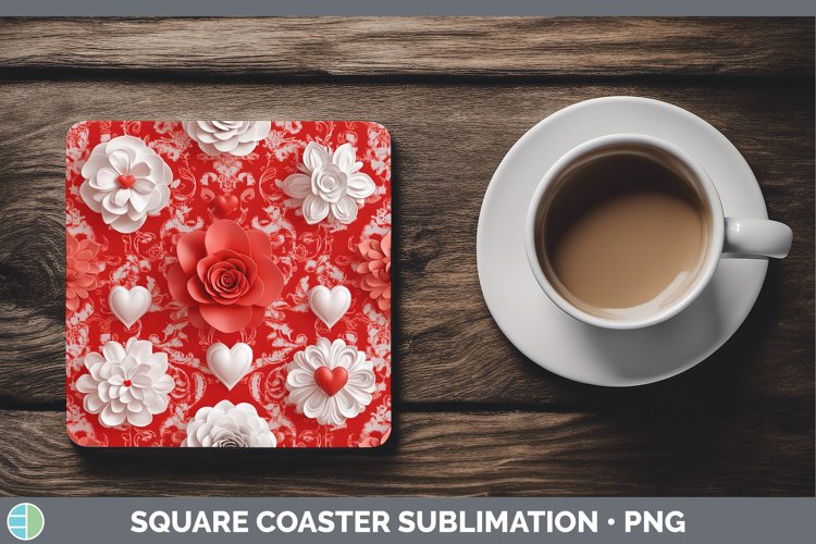 Gorgeous3D Valentine Square Coaster design.