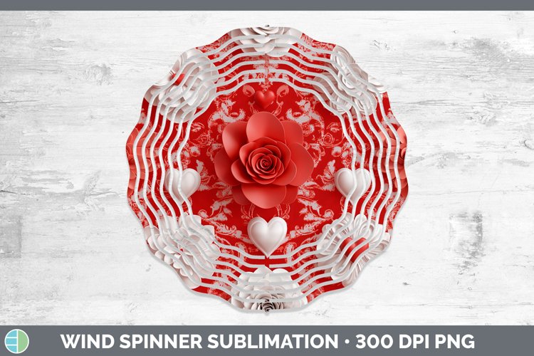 3D Valentine White Flowers Wind Spinner Sublimation Spinner