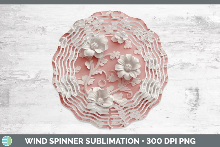 3D Valentine White Flowers Wind Spinner Sublimation Spinner