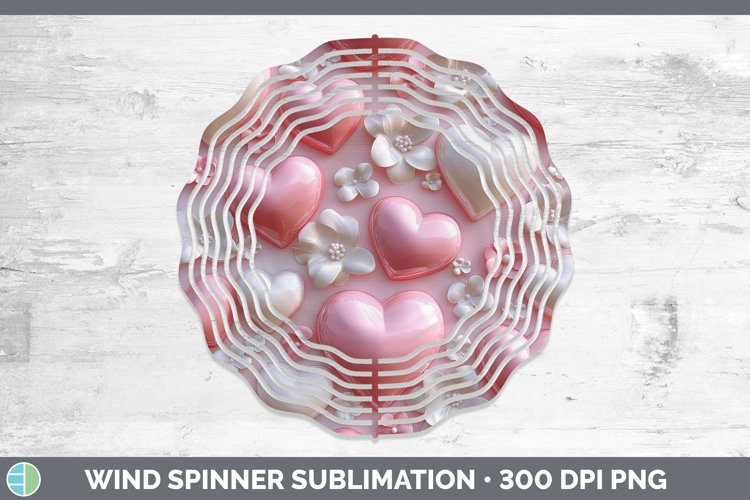 3D Valentine White Hearts Wind Spinner Sublimation Spinner D
