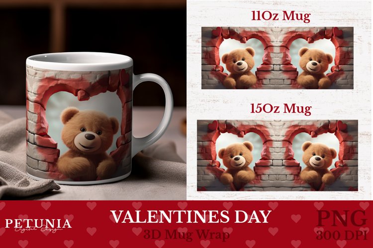 Valentines Day Mug Wrap | 3D Mug Wrap Sublimation