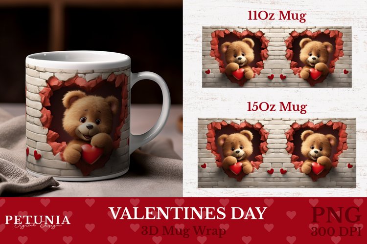 Valentines Day Mug Wrap | 3D Mug Wrap Sublimation