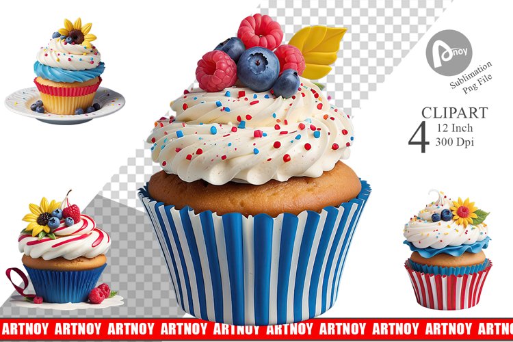 Clipart 3D Colorful Cupcake
