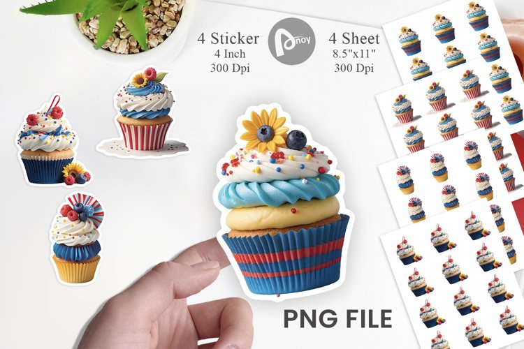 Sticker 3D Colorful Cupcake example image 1