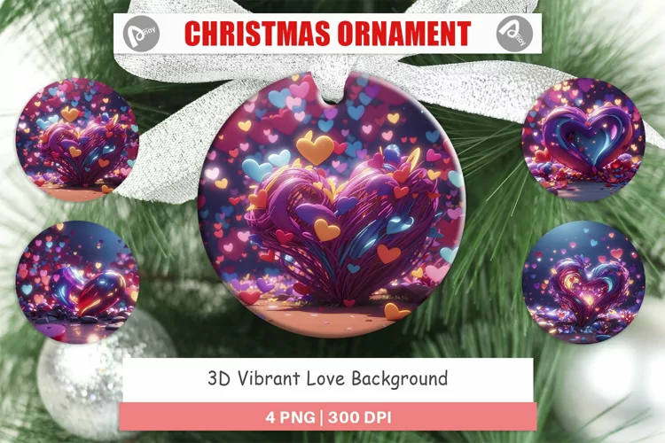 Christmas Ornaments 3D Vibrant Love