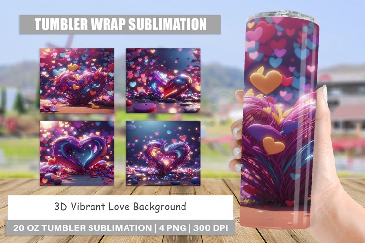 Tumbler Sublimation Wrap 3D Vibrant Love example image 1