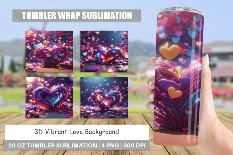 Tumbler Sublimation Wrap 3D Vibrant Love