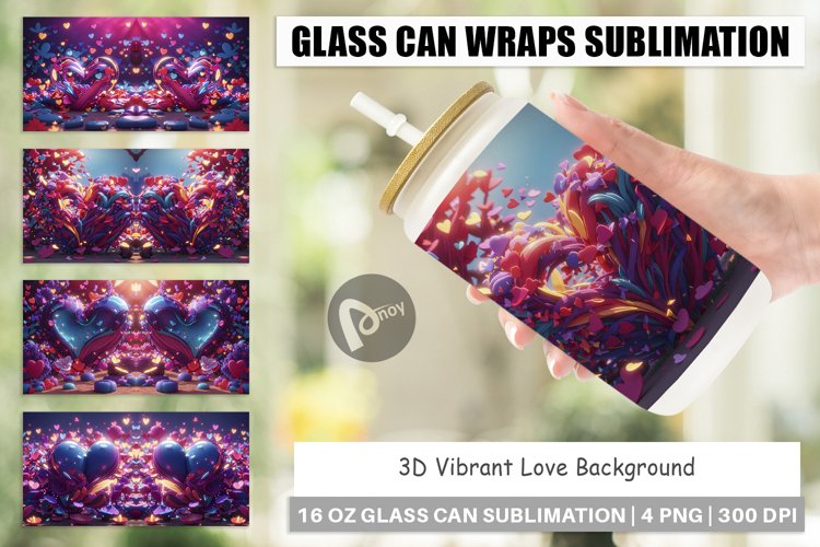 Glass Can Wraps 3D Vibrant Love example image 1