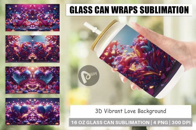 Glass Can Wraps 3D Vibrant Love