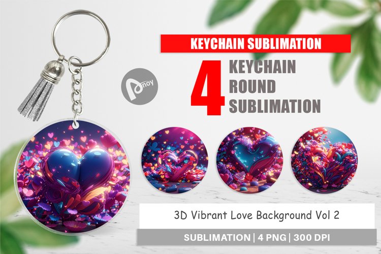 Keychain 3D Vibrant Love example image 1