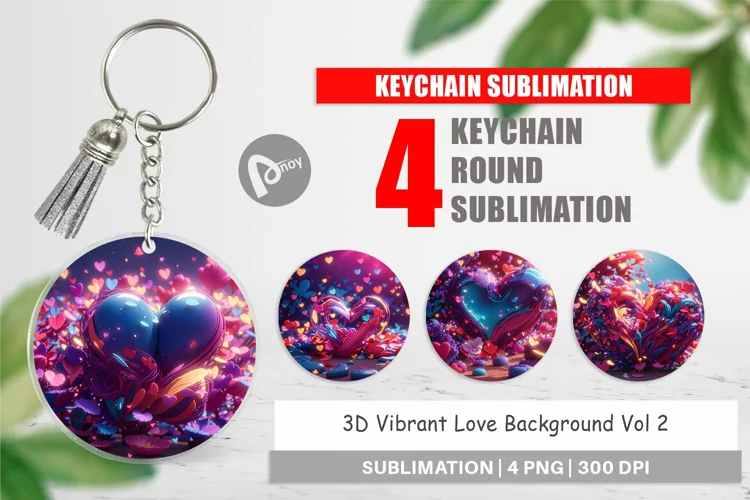 Keychain 3D Vibrant Love