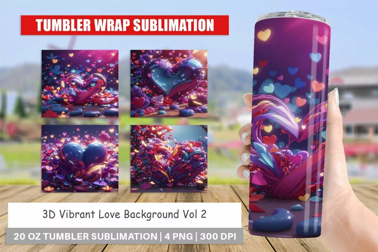 Tumbler Sublimation Wrap 3D Vibrant Love