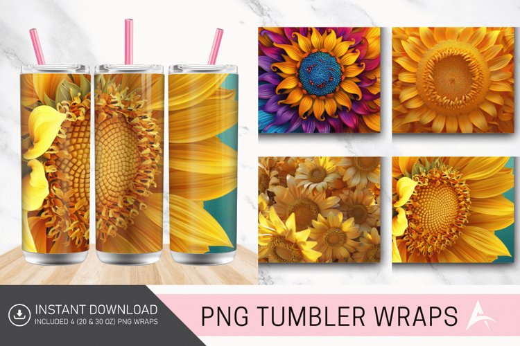 3D Vibrant Sunflower Tumbler wrap
