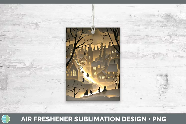 3D Village Air Freshener Sublimation Car Freshener Designs