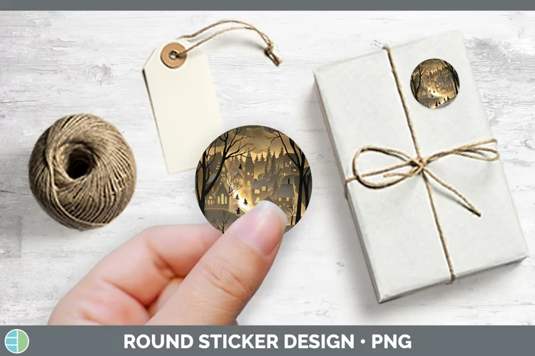 3D Village Stickers | Round Labels Designs