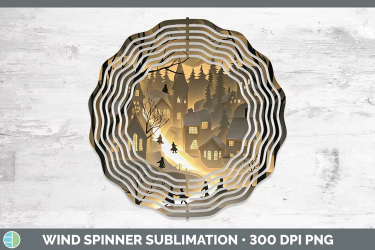 3D Village Wind Spinner Sublimation Spinner Designs