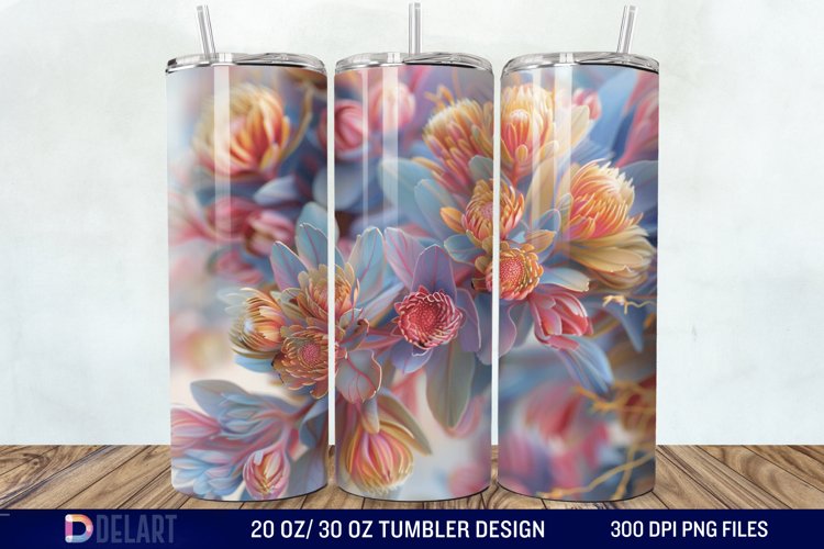 3D Vintage Acacia Flowers Tumbler Wrap example image 1