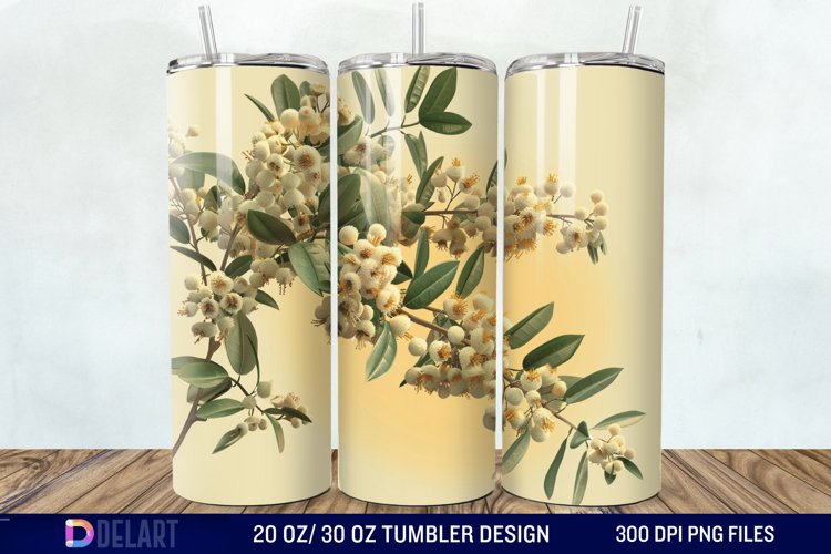 3D Vintage Acacia Flowers Tumbler Wrap example image 1