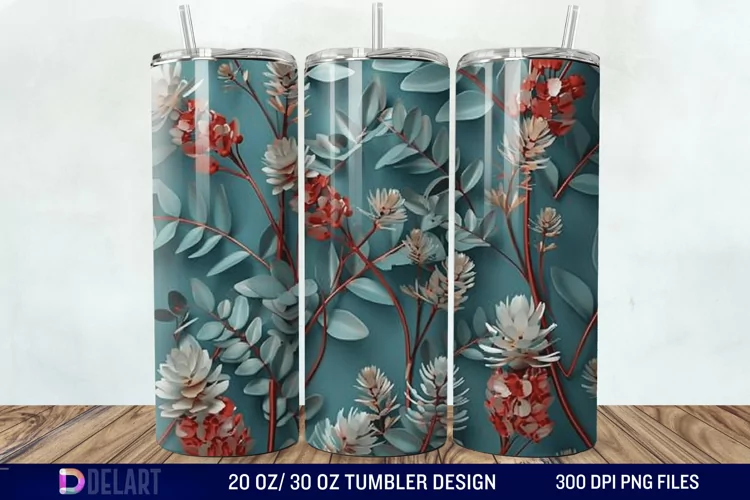 3D Vintage Acacia Flowers Tumbler Wrap