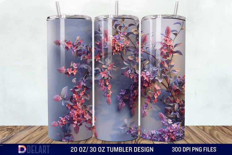 3D Vintage Acacia Flowers Tumbler Wrap example image 1