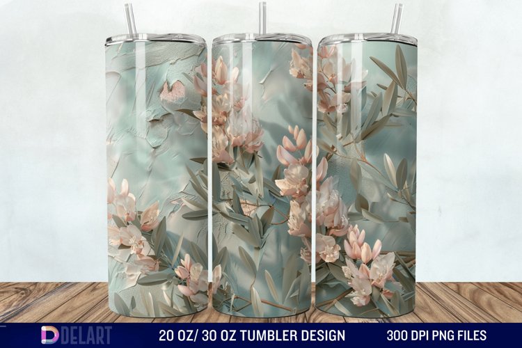 3D Vintage Acacia Flowers Tumbler Wrap example image 1