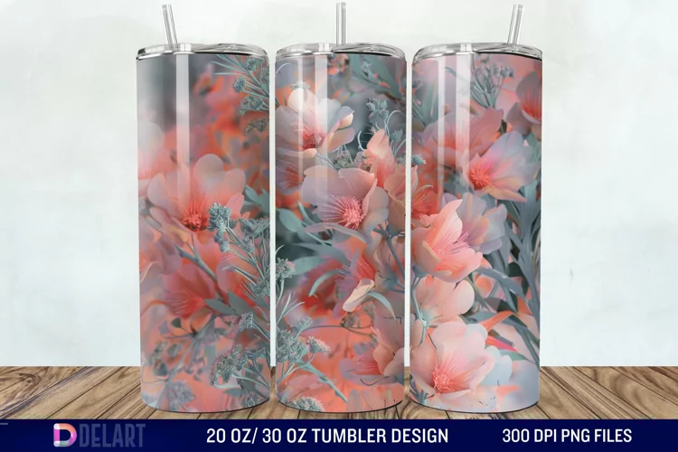 3D Vintage Acacia Flowers Tumbler Wrap