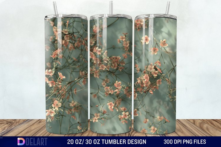 3D Vintage Acacia Flowers Tumbler Wrap