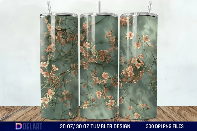 3D Vintage Acacia Flowers Tumbler Wrap