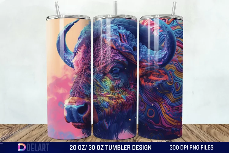 3D Vintage Buffalo Tumbler Wrap