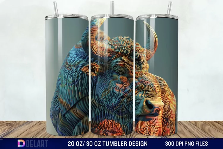 3D Vintage Buffalo Tumbler Wrap