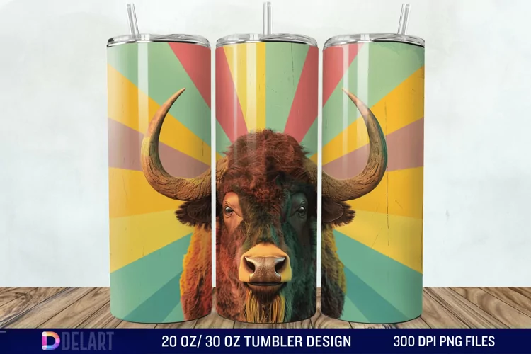 3D Vintage Buffalo Tumbler Wrap