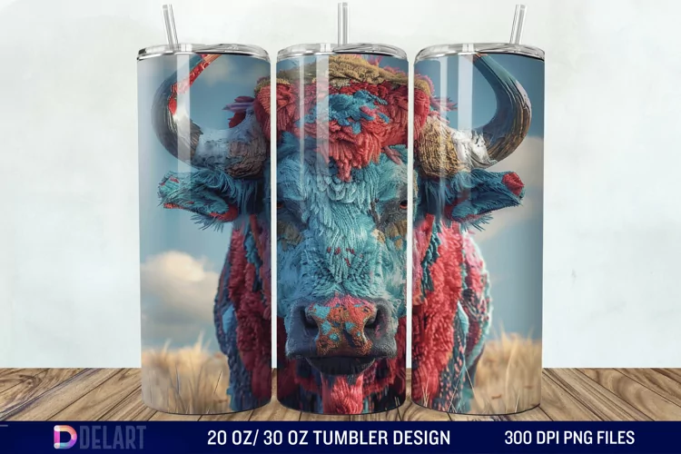 3D Vintage Buffalo Tumbler Wrap
