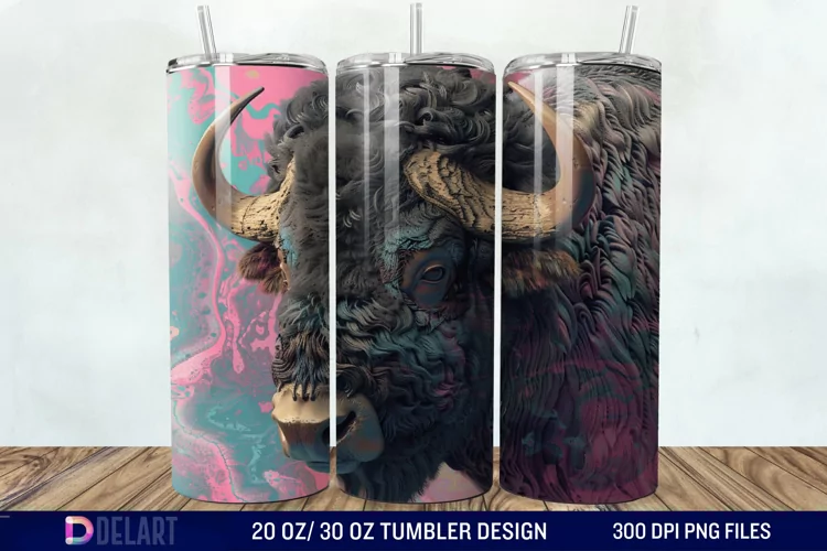 3D Vintage Buffalo Tumbler Wrap
