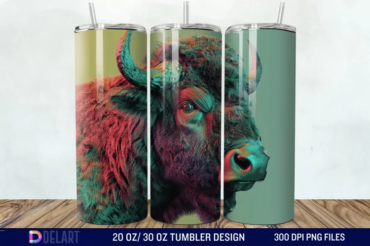 3D Vintage Buffalo Tumbler Wrap
