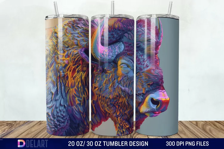 3D Vintage Buffalo Tumbler Wrap