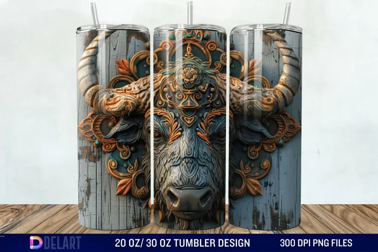 3D Vintage Buffalo Tumbler Wrap