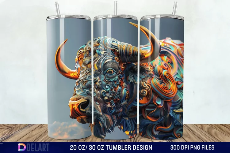 3D Vintage Buffalo Tumbler Wrap