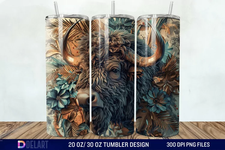 3D Vintage Buffalo Tumbler Wrap